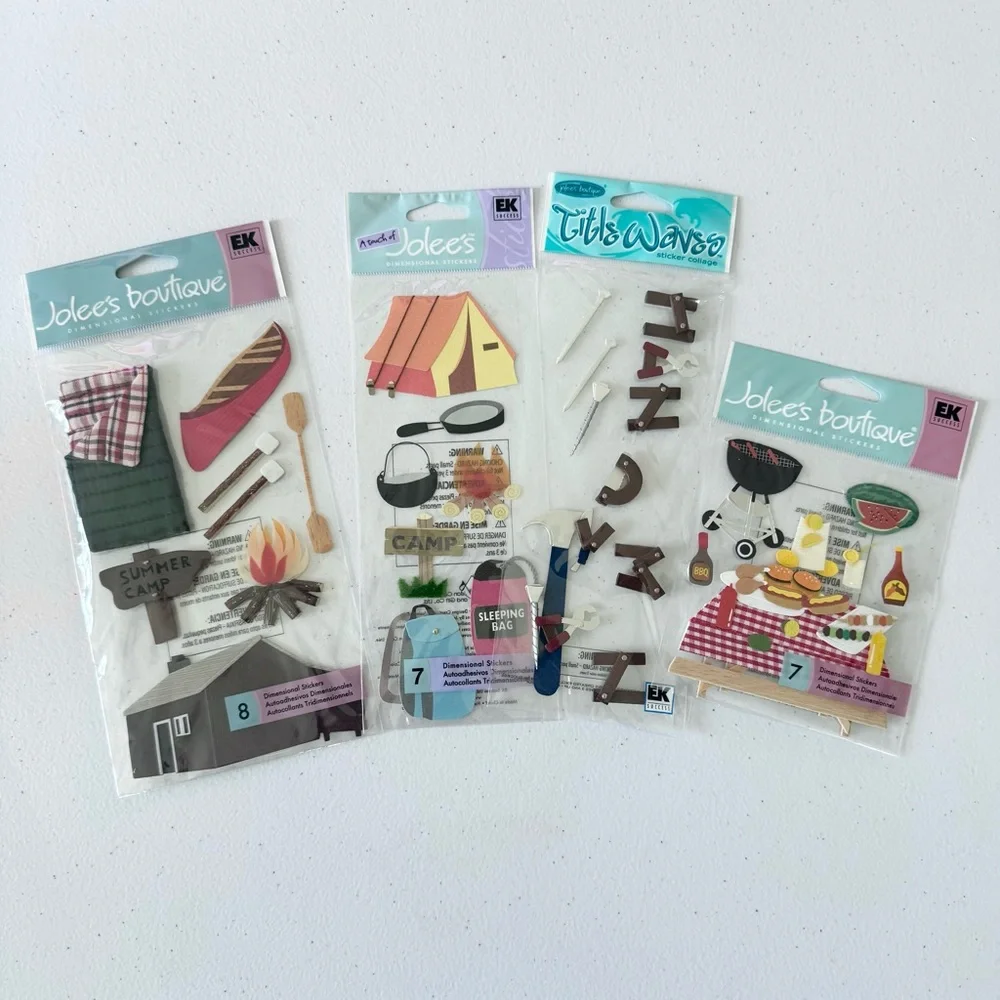 Lot of NIP Jolees Scrapbook Camping + Handyman Themed Stickers